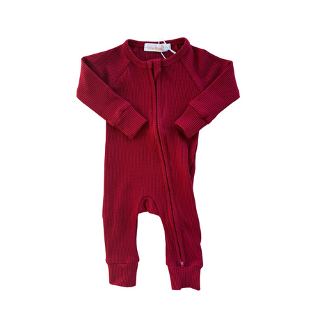 Zip Romper | Rudolph Waffle Red