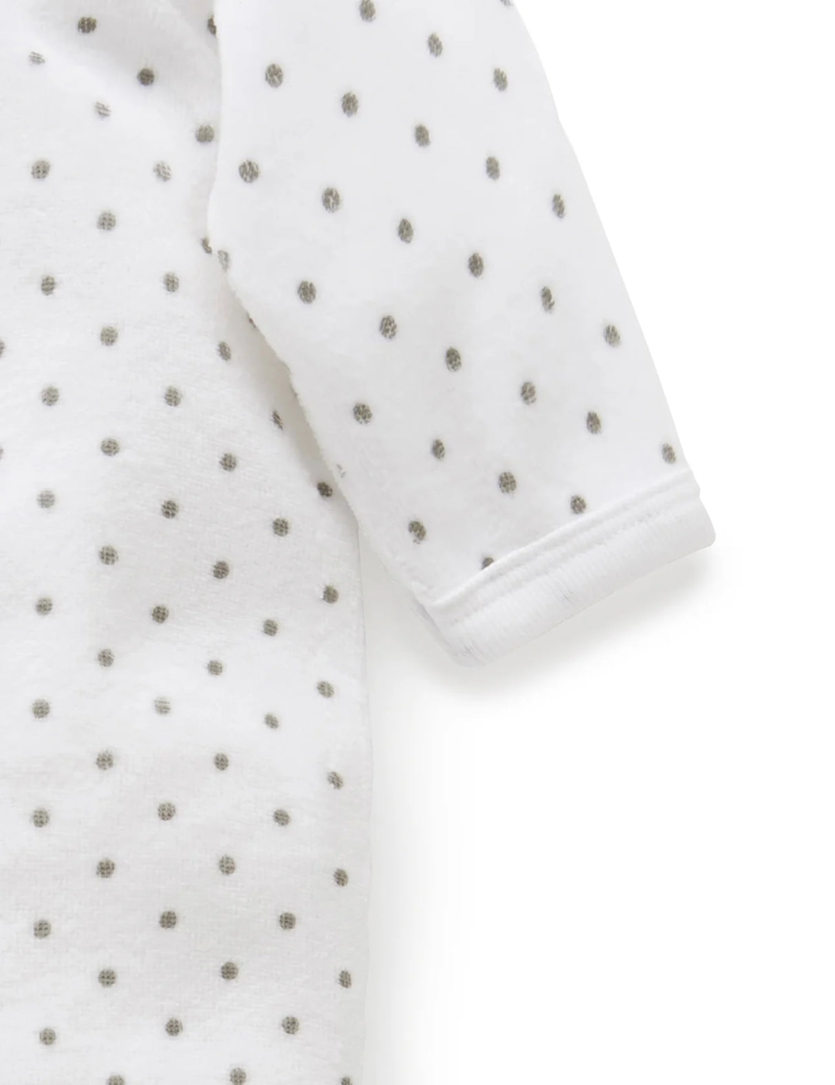 Premmie Velour Growsuit | White With Grey Spots