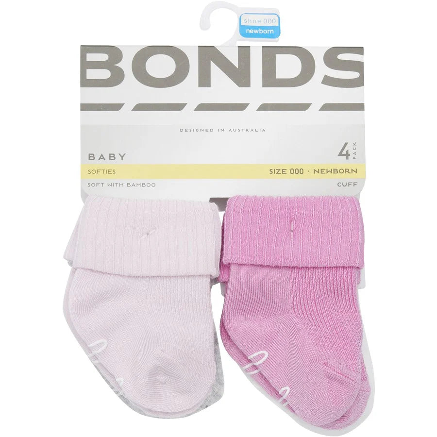 Baby Bamboo Cuff 4 Pack | Pink