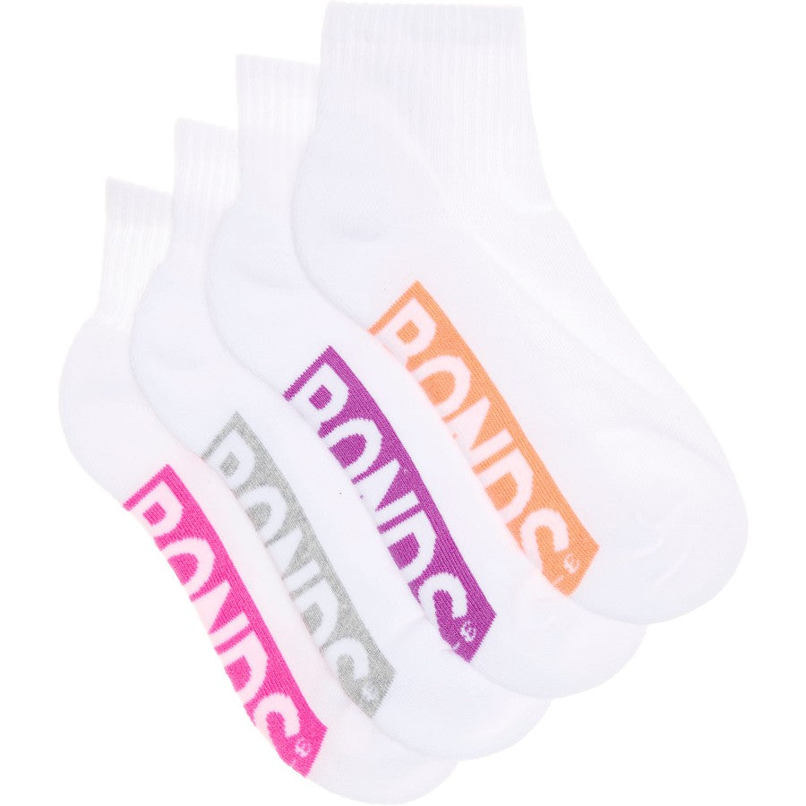 Kids Logo Cushioned Quarter Crew Socks 4 pack | Multi