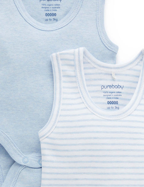 2 Pack Rib Bodysuit | Pale Blue