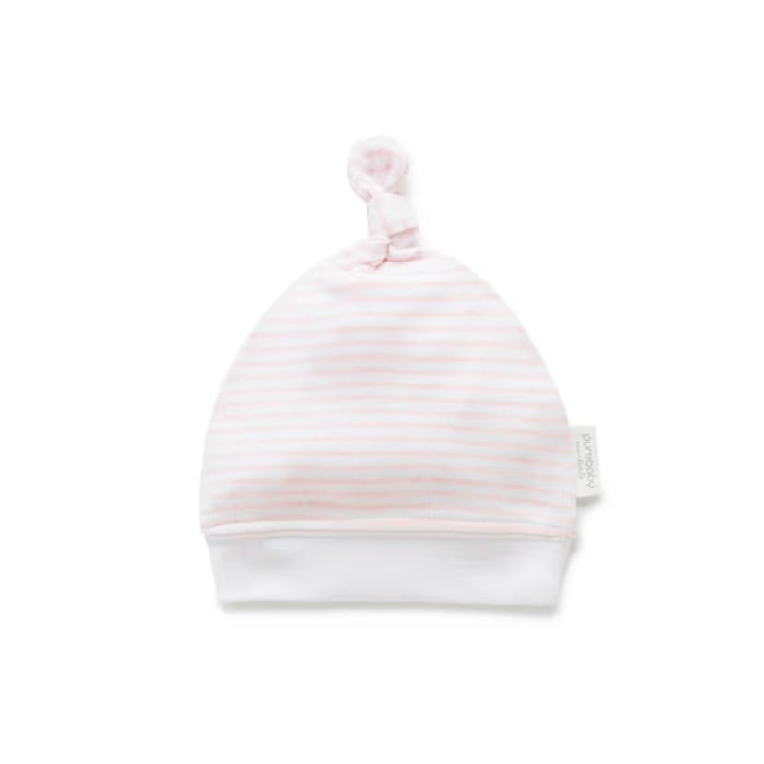 Knot Hat | Pale Pink Melange Stripe