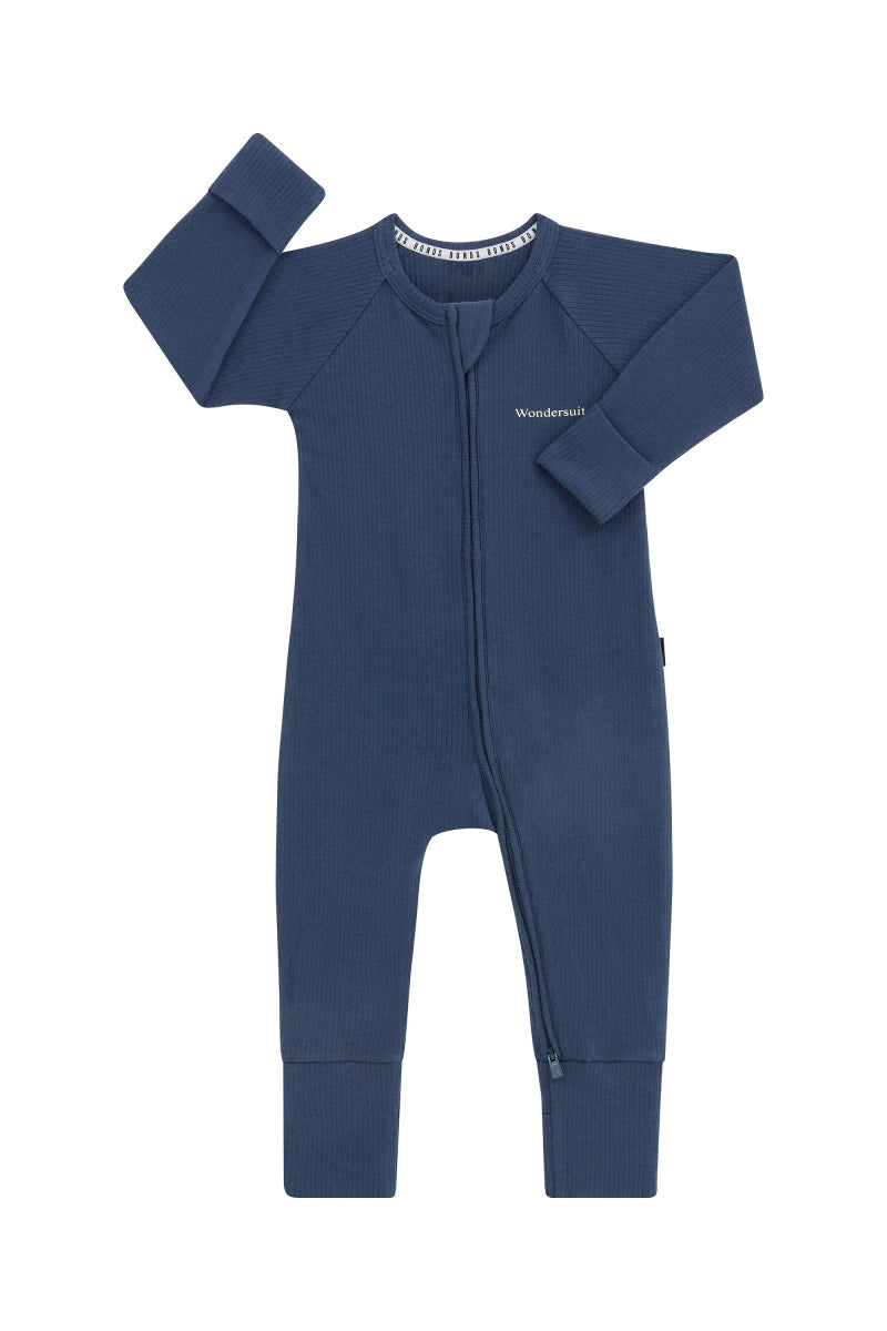 Wide Needle Rib Zippy | Bastille Blue