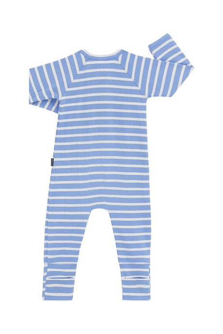 Wide Needle Rib Zippy | Blue & White