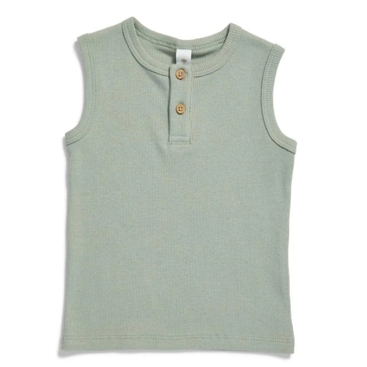 Baby Organic Henley Rib Tank | Khaki