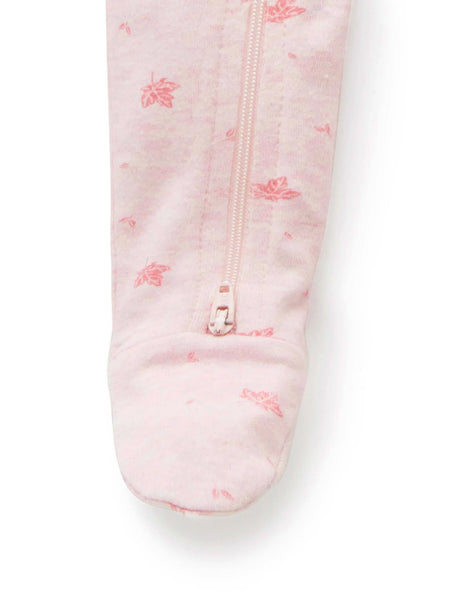 Zip Growsuit | Pale Pink Leaf
