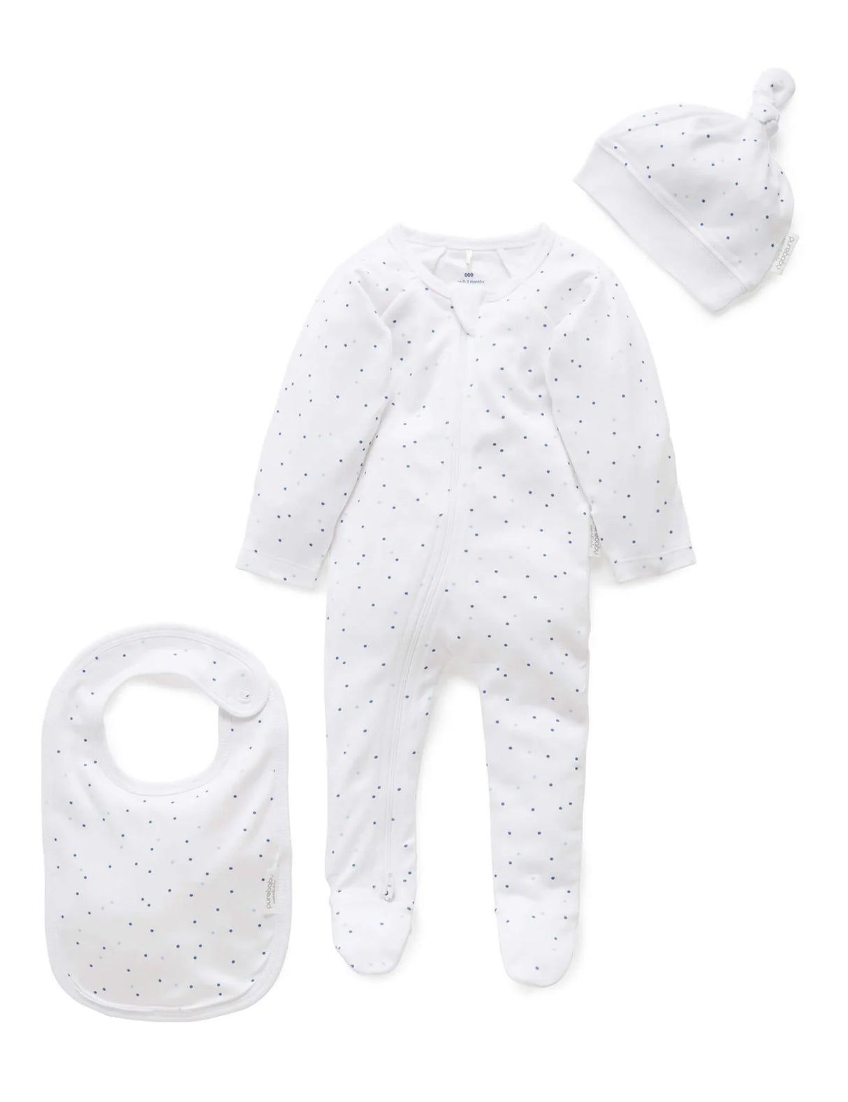 3 Piece Growsuit Set | Pale Blue Spot