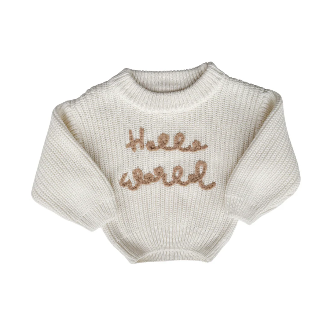 'Hello World' Chunky Knit Jumper | Ivory