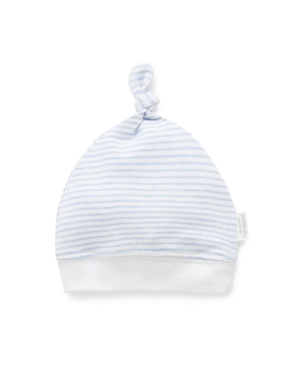 Knot Hat | Pale Blue Melange Stripe