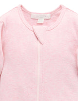 Ribbed Zip Growsuit | Pale Pink Melange