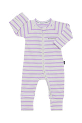 Wide Needle Rib Zippy | Lilac & White