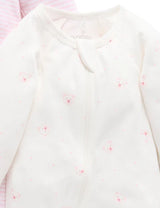 2 Pack Zip Growsuit | Pale Pink Bear