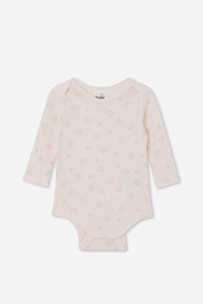 Organic Newborn Long Sleeve Bubbysuit | Crystal Pink