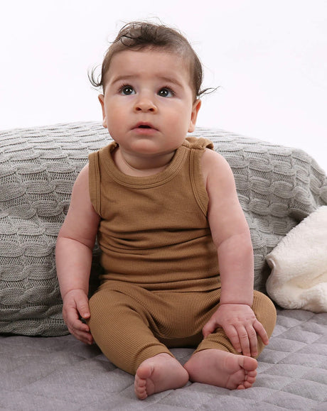 Baby Ecostyle Bamboo Rib Singlet | Mocha