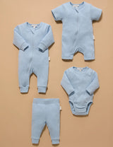Ribbed Zip Growsuit | Pale Blue Melange