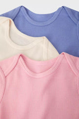Rib Shortsleeve Bodysuit 3 Pack | Mt Fuji/ Cotton Macadamia/ Purple Es