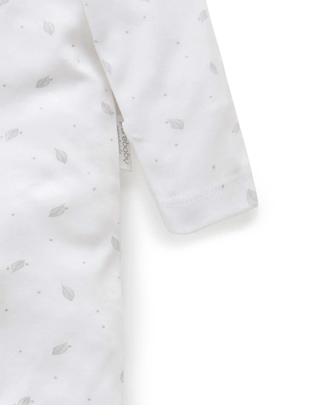 Zip Growsuit | Pale Grey Leaf with Spot