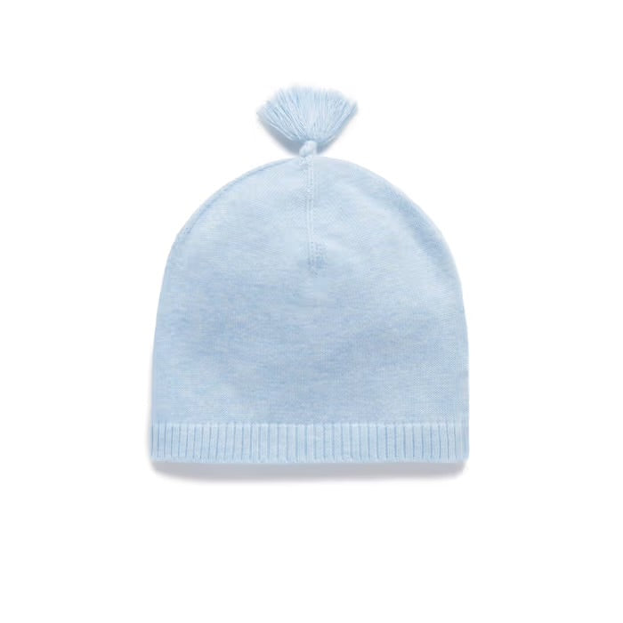 Essentials Newborn Beanie | Pale Blue Melange