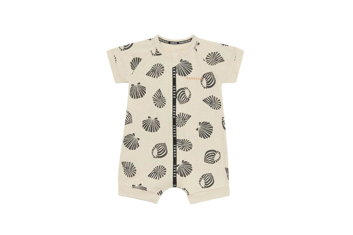 Wondercool Eyelet Romper | Sandy Seashells Marscapone