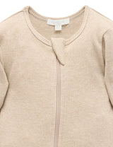 Ribbed Zip Growsuit | Biscuit Melange