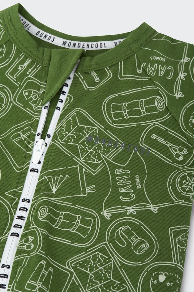 Wondercool Zip Wondersuit | Camp Bonds Outline Khaki