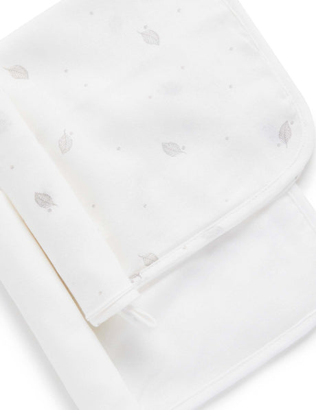 Muslin Facewasher 2 Pack | Pale Grey Leaf with Spot