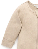 Ribbed Zip Growsuit | Biscuit Melange