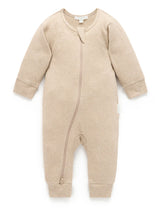 Ribbed Zip Growsuit | Biscuit Melange