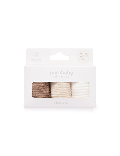 3 Pack Rib Socks l Wheat Pack