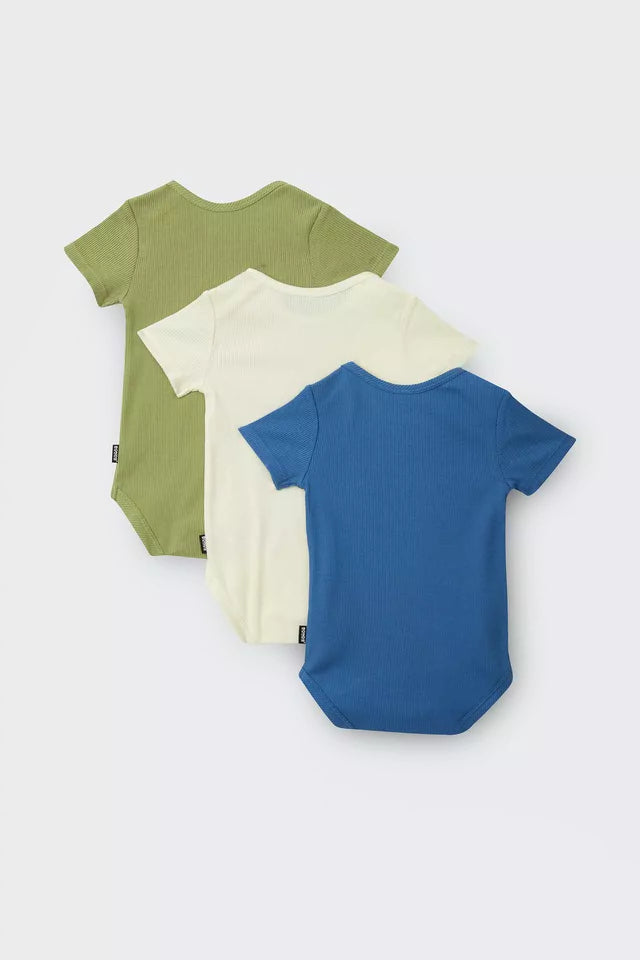 Rib Shortsleeve Bodysuit 3 Pack | Camp Cove/ Levitating/ Lawn Bowls