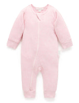 Ribbed Zip Growsuit | Pale Pink Melange