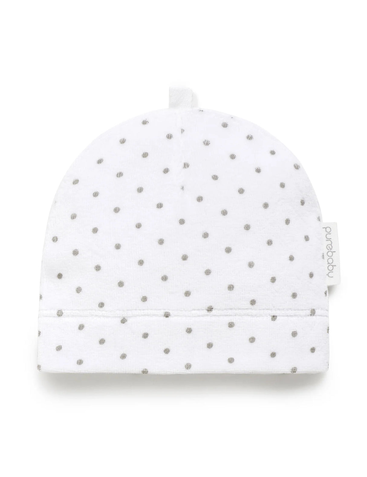 Premmie Velour Hat | White With Grey Spots