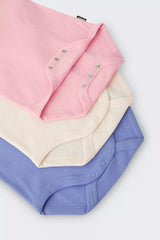 Rib Shortsleeve Bodysuit 3 Pack | Mt Fuji/ Cotton Macadamia/ Purple Es