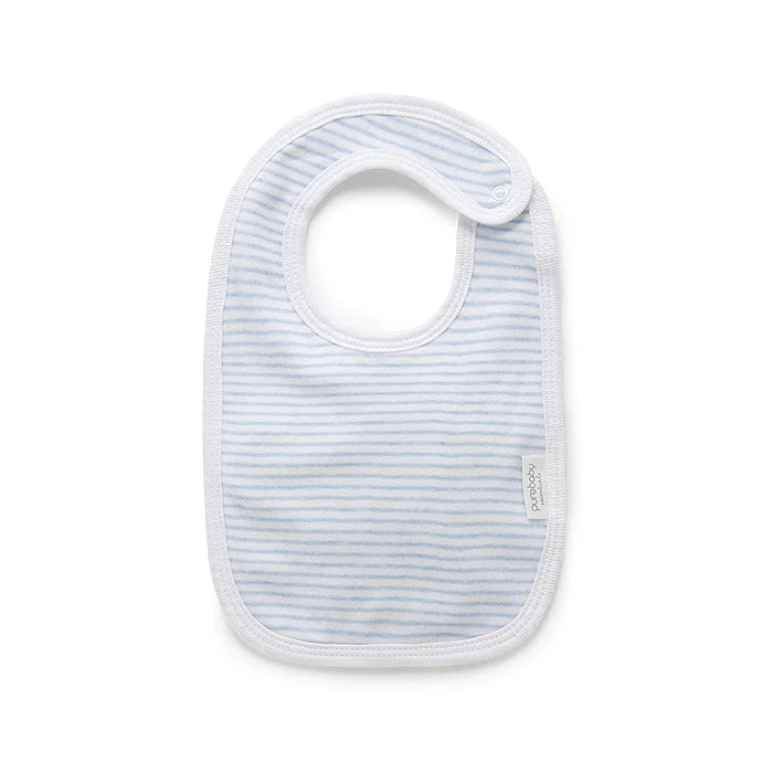 Organic Bib | Pale Blue Melange Stripe