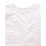 Short Sleeve Zip Growsuit | Pink Melange Stripe