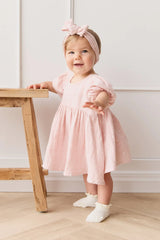 Organic Cotton Muslin Headband | Petite Heart Old Rose