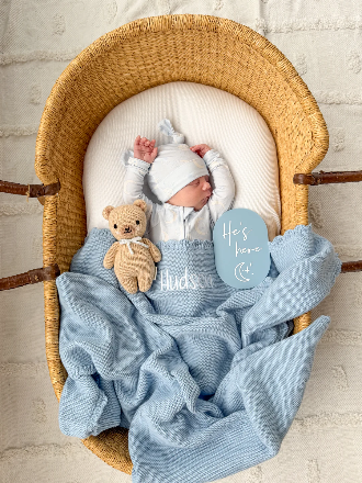 Heirloom Knit Blanket | Blue