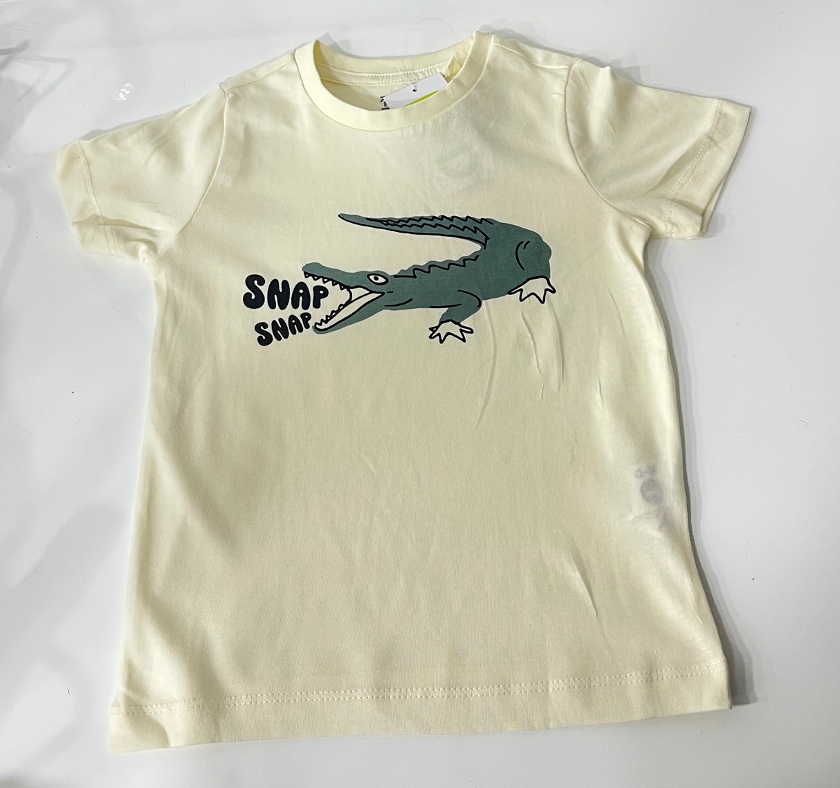 Kids Crocodile Printed Tee | Cream