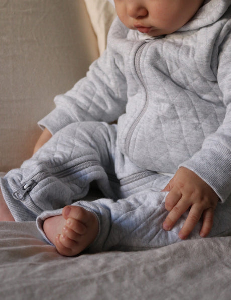 Quilted Growsuit | Pale Grey Melange