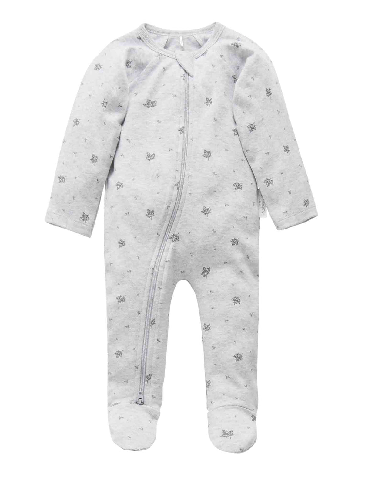 Zip Growsuit | Pale Grey Leaf