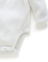 Pointelle Long Sleeve Wrap Bodysuit | White