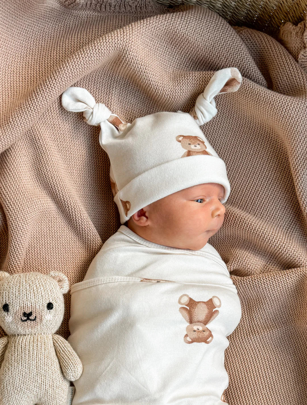 Swaddle and Topknot Set | Teddies