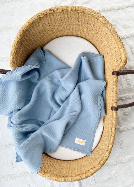 Heirloom Knit Blanket | Blue
