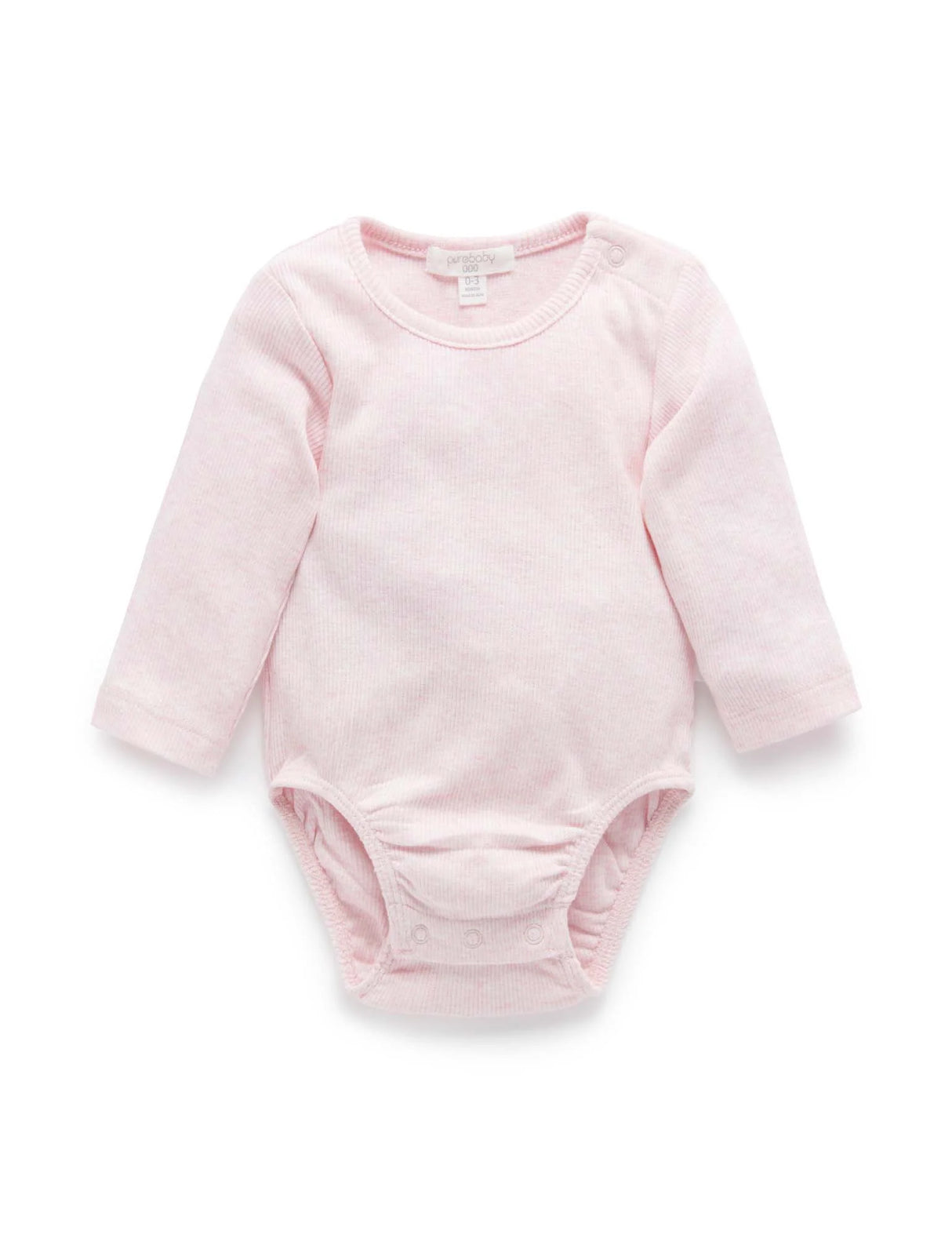 Long Sleeve Ribbed Bodysuit | Pale Pink Melange