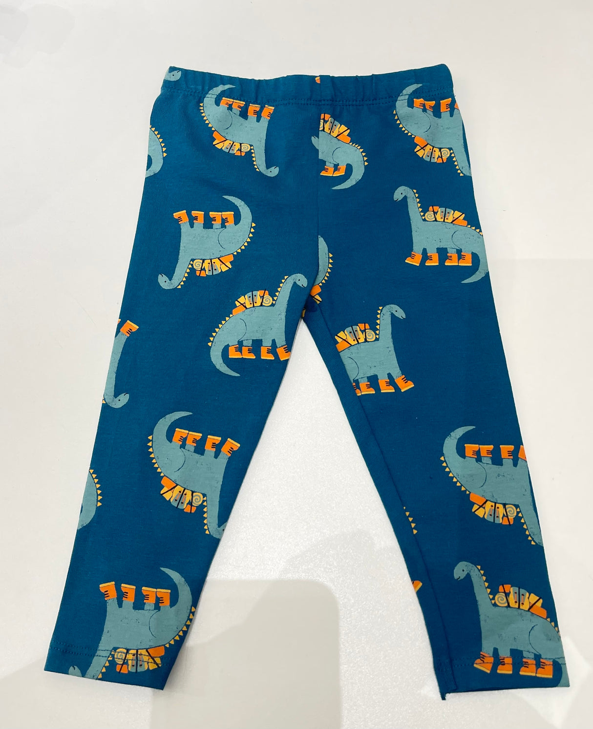 Baby Dinosaur Print Rib Leggings | Khaki