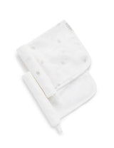 Muslin Facewasher 2 Pack | Pale Grey Leaf with Spot