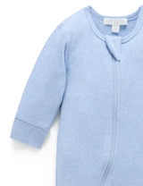 Ribbed Zip Growsuit | Pale Blue Melange