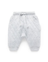 Quilted Track Pants | Pale Grey Melange