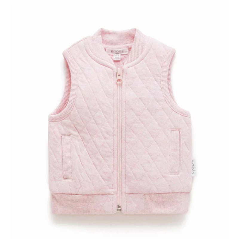 Quilted Vest | Soft Pink Melange