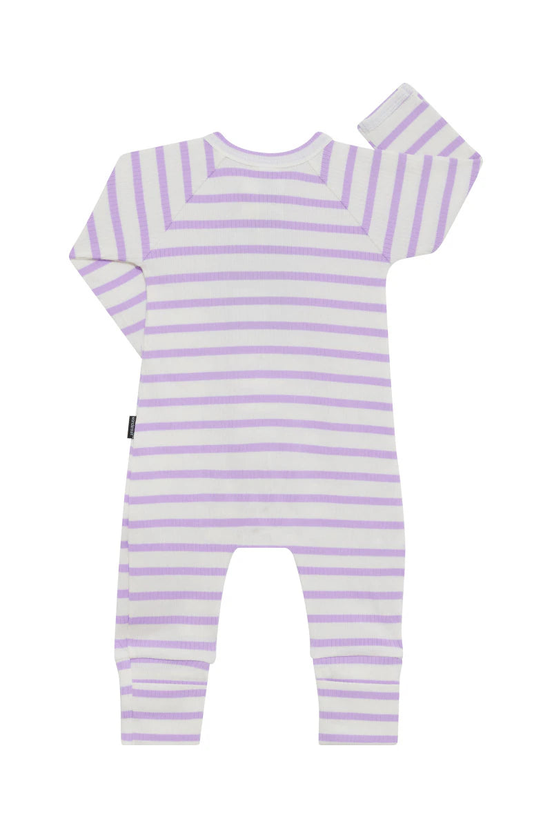 Wide Needle Rib Zippy | Lilac & White